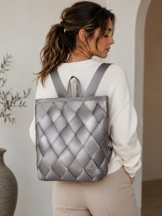 Maggie Bags Handbags - Maggie Bags Quilted Webbing Silver Women's Backpack – Sleek Daily Carry EUC